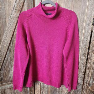 Lands' End Fuchsia Roll Neck Sweater 100% Cotton Mock Neck Sweater Size XL 18-20